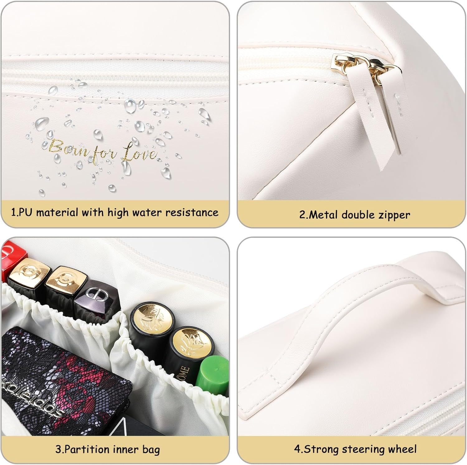 Large Pu Leather Travel Cosmetic Bag For Women Cosmetic Organizer High-capacity Makeup Bag Storage Pouch For Women