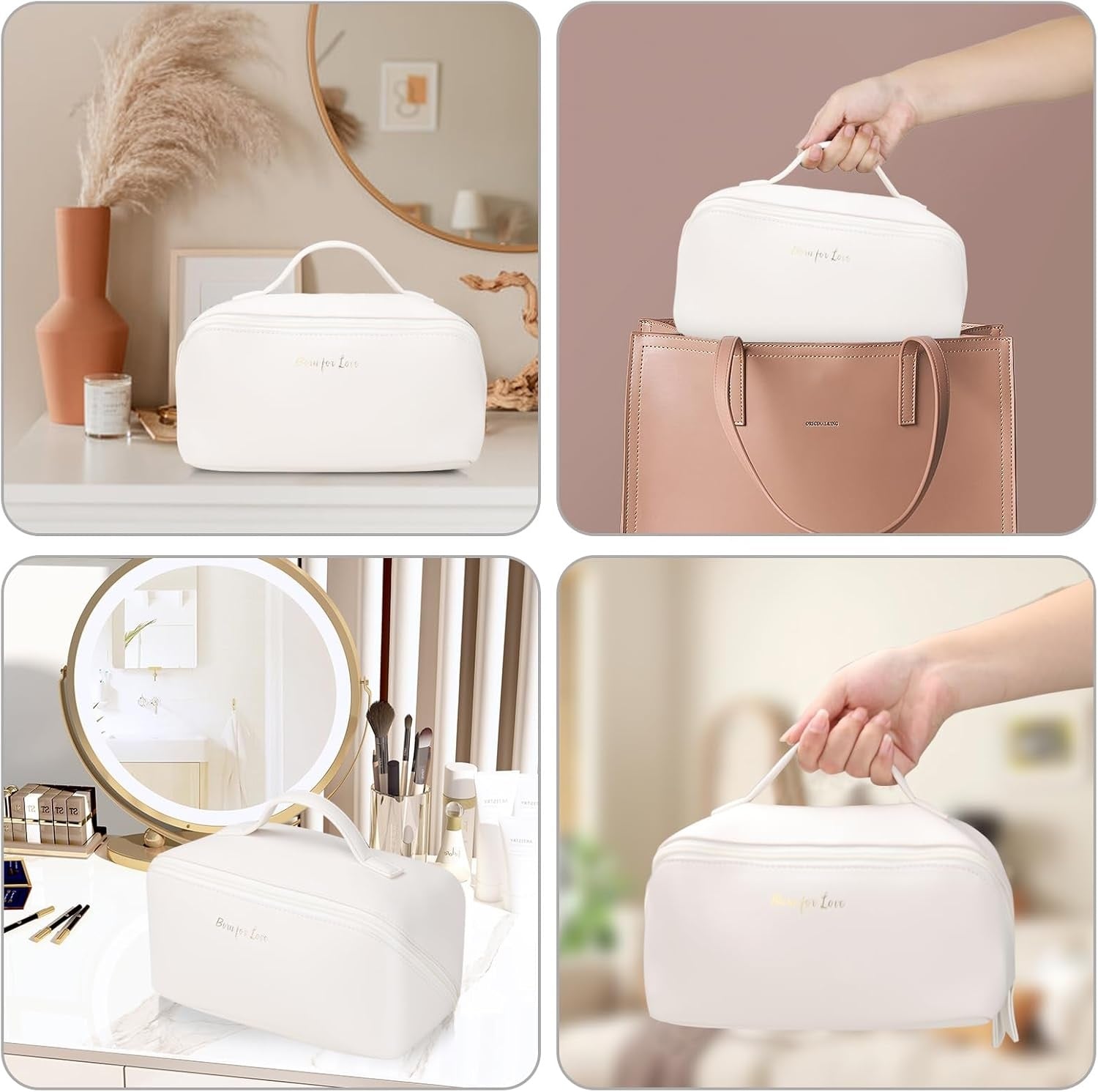 Large Pu Leather Travel Cosmetic Bag For Women Cosmetic Organizer High-capacity Makeup Bag Storage Pouch For Women