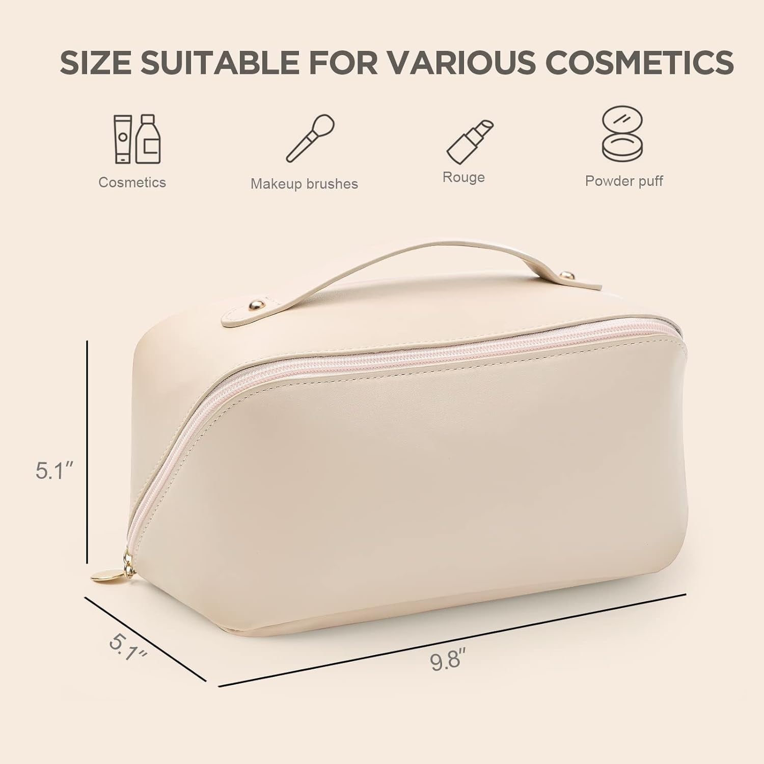 Large Pu Leather Travel Cosmetic Bag For Women Cosmetic Organizer High-capacity Makeup Bag Storage Pouch For Women