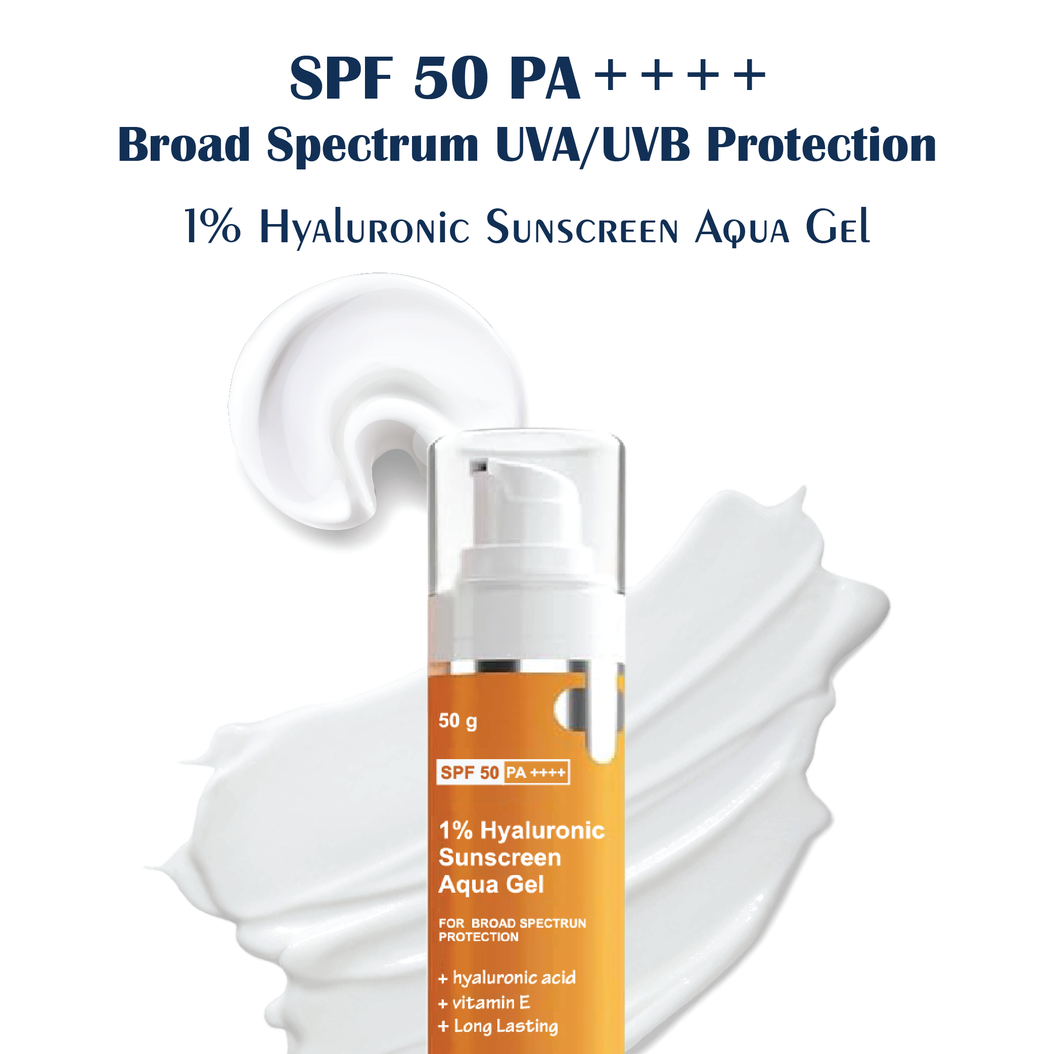 Skiby 1% Hyaluronic Sunscreen Aqua Gel 50g - SPF 50 PA++++ - Gel Based Sunscreen for Oily Skin & Combination Skin - Face Sunscreen for Women - Broad Spectrum Sun Screen Protection.